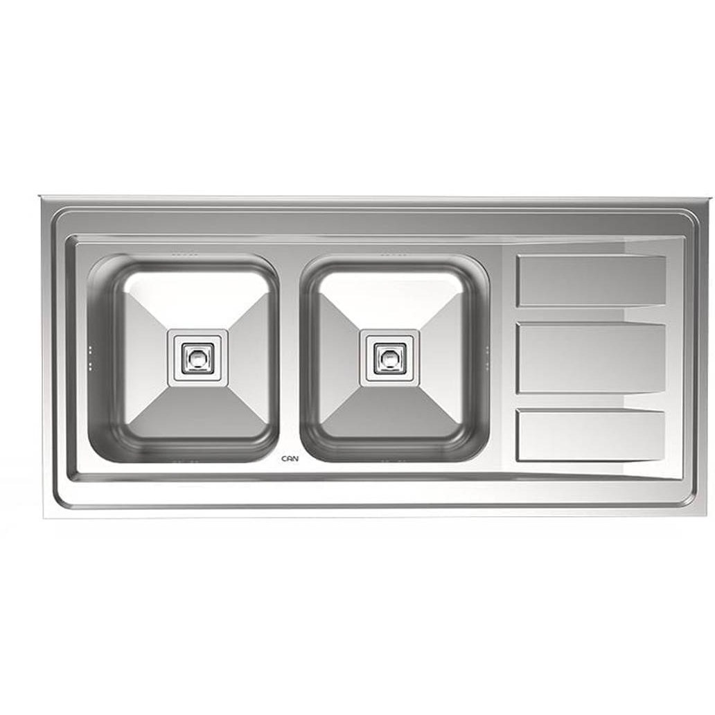 oiXyApPPDz1PRC7V سینک ظرفشویی کن مدل 9112S روکار دو لگن استیل - تصویر 1
